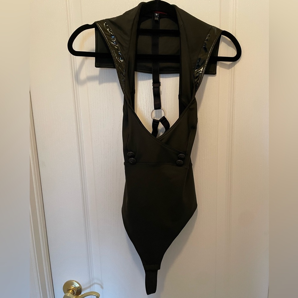 Sexy French designer Patrice Catanzaro Black One-Piece Mat latex like body